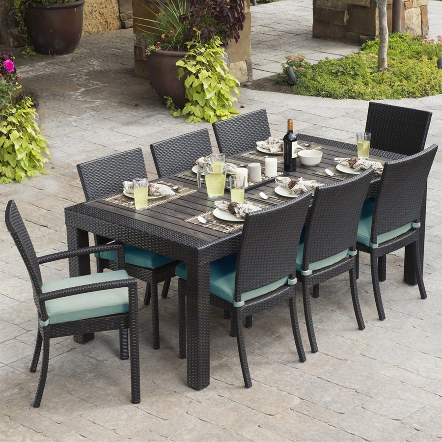 Outdoor dining furniture rst brands deco 9-piece terrace dining set made of composite material SEMAKRV