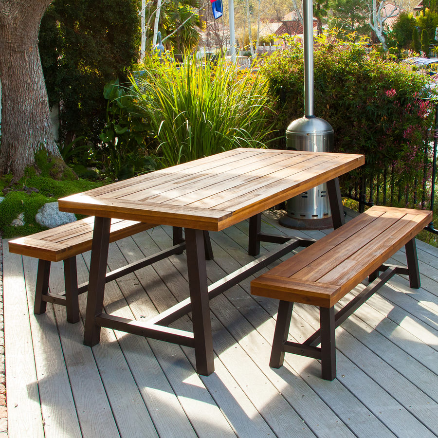 Outdoor dining sets Bestseller home decor Carlisle 3-piece brown metal frame terrace dining set OXAQFRS