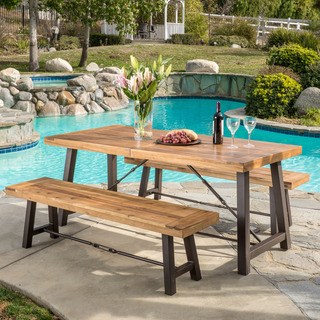 Outdoor dining sets Outdoor Puerto Acacia wood 3-piece picnic dining set by Christopher Knight IBKVSGP