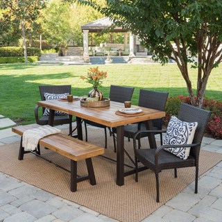 Outdoor dining sets Salons Outdoor 6-piece rectangular dining set made of wicker by Christopher Knight IIOVAXX