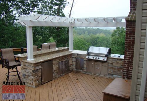 Outdoor kitchens on wooden decks, custom outdoor kitchens on deck.