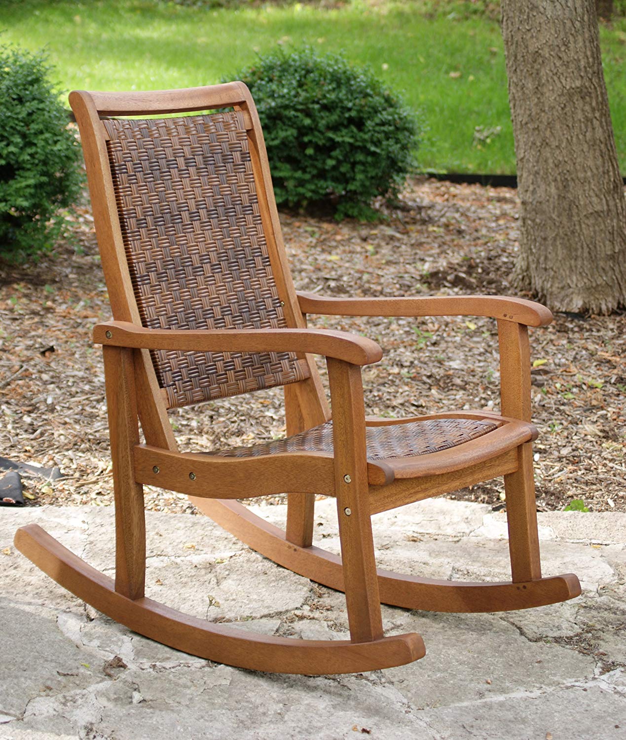 Rocking chairs for outdoors amazon.com: Interior fittings for outdoors 21095rc All Weather Wicker Mocha and Eucalyptus FFHLYXQ