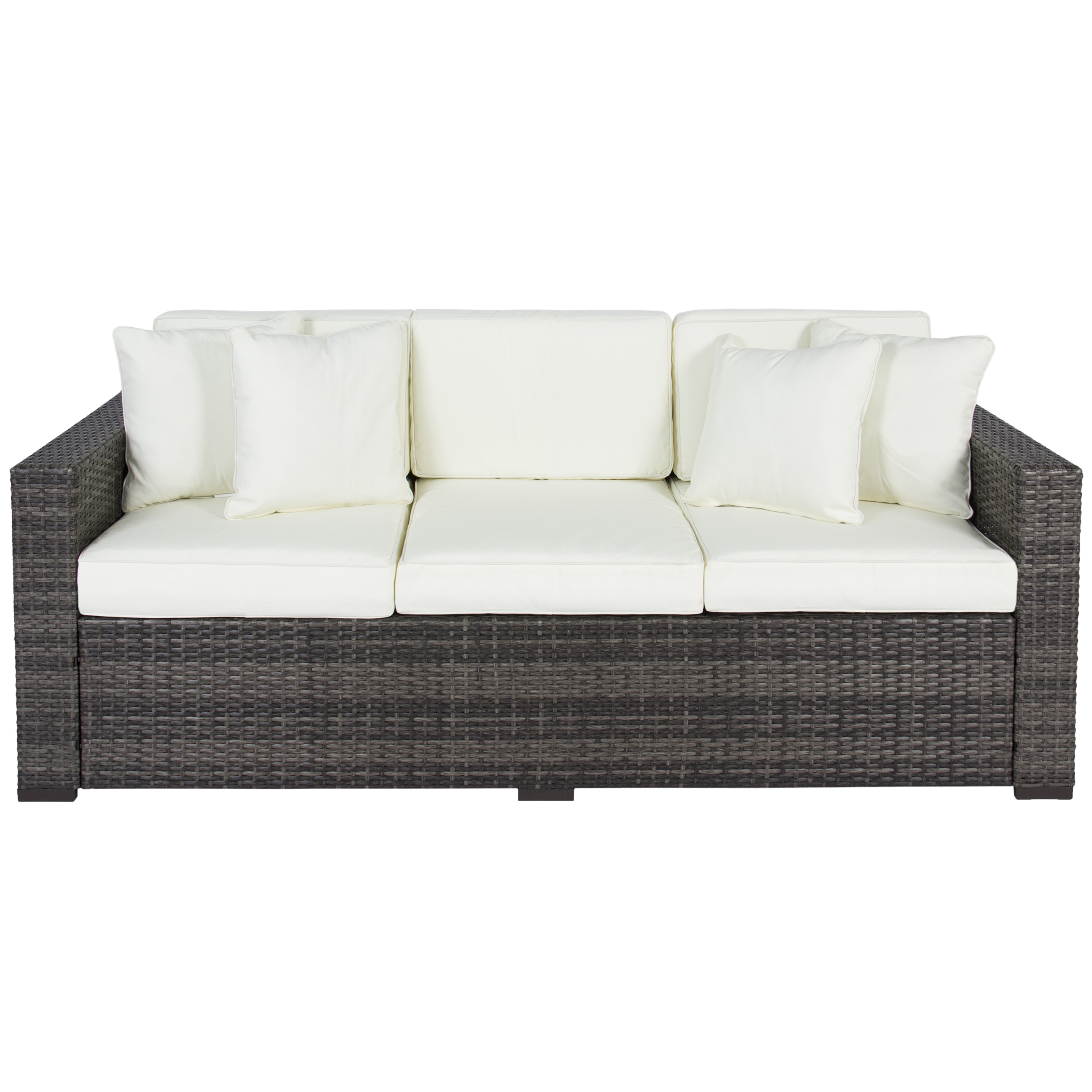 Outdoor wicker sofa bcp 3-seater wicker garden furniture sofa couch with steel frame - SSRDUZD