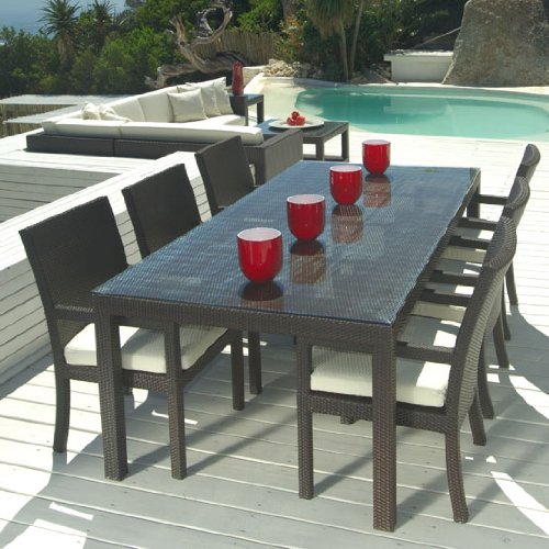 Terrace dining tables amazon.com: Wicker garden furniture for outdoors new resin 7-piece dining table set BSEFCDQ