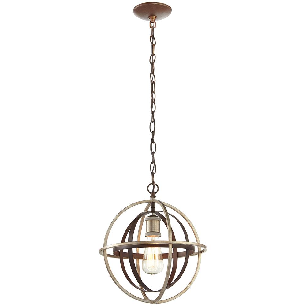 Pendant Light Home Decorators Collection 1-Light Bronze and Champagne Pewter Orb Mini Pendant Light-27030 NDTENBL