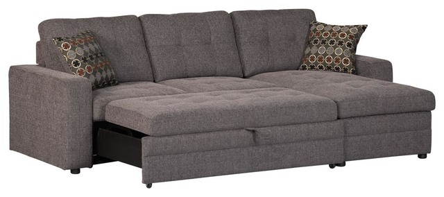 Pull out the couch?  casual dark gery gus sectional sofa with tuft storage pull-out bed OZMMVFG
