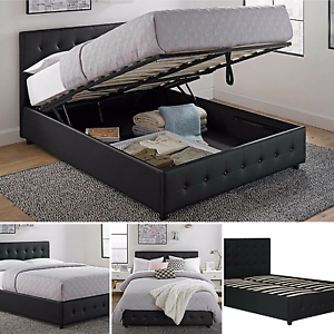 Loading queen-size bed frame-picture Queen-size bed frame-with-shoe-storage-tufted- DGHQEOE