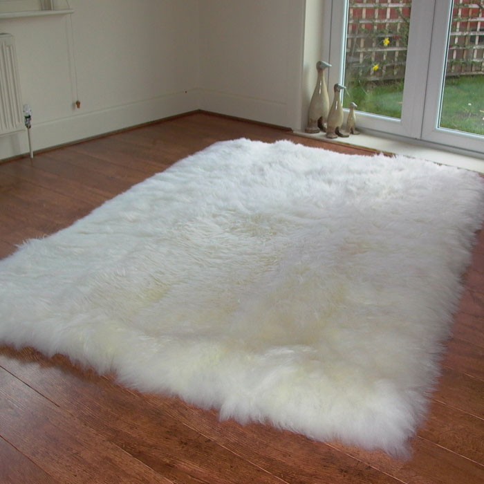 rectangular, naturally lined sheepskin rug 110x160cm OQCVBZF