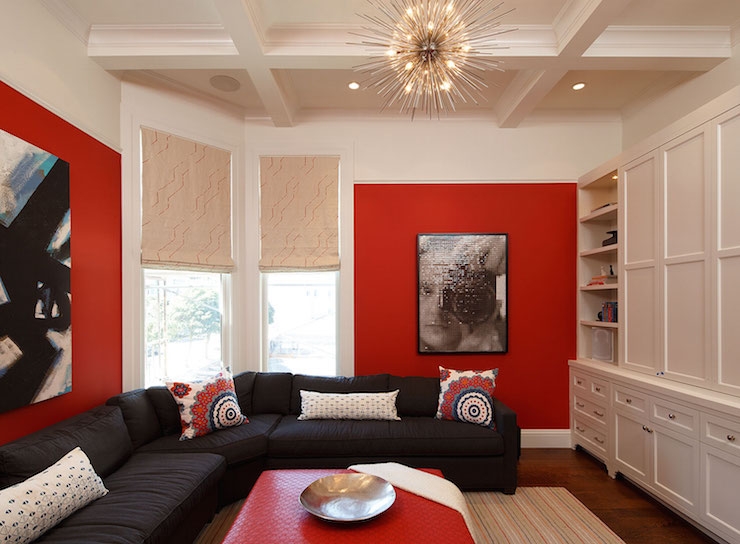 Red Black Rooms Contemporary Living Room Artistic Designs.