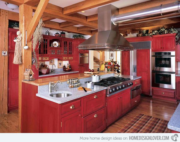 15 stunning red kitchen ideas |  Home design lovers |  Country.