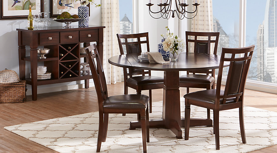 Round dining room tables Riverdale Cherry 5-part round dining room - dining room sets dark TBUMWNHN