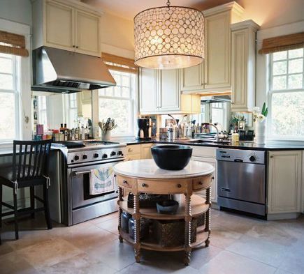 Here's another inspiration - a round kitchen island.  |  Round.