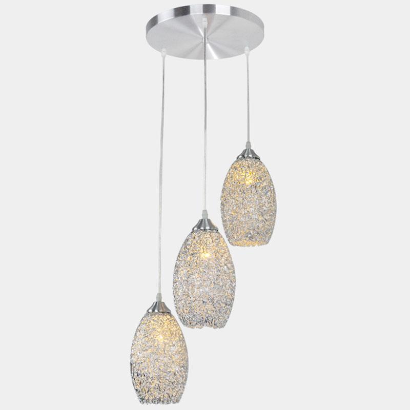 Dining room pendant luminaire with round top made of aluminum 3-flame kitchen hanging lamps OPGLCIB