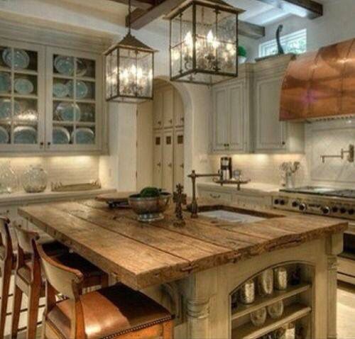 Distressed wooden island |  Home, sweet home, kitchen inspiration