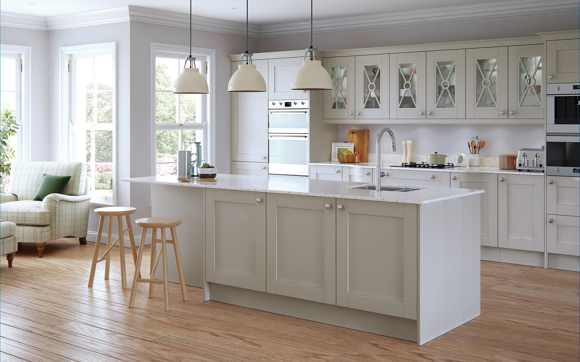 Shaker kitchens classic Madison kitchen painted in light gray ATSKVQH