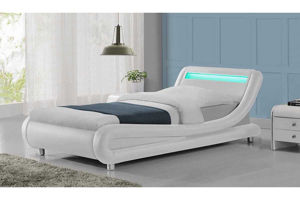 single beds ... madrid led lights modern design white single bed frame ... JVBODXL