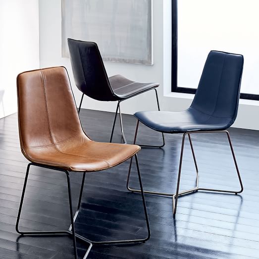 Slope dining chair in leather DSWLXAI