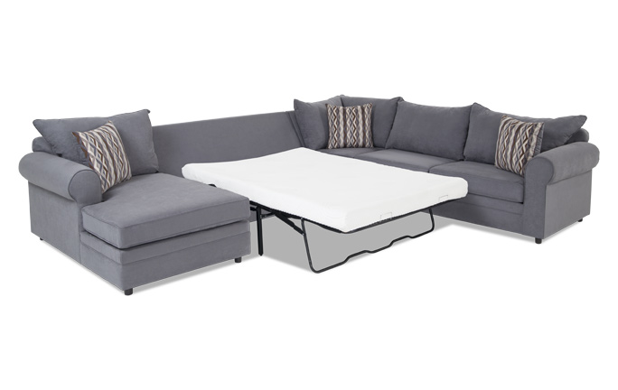 4-part Venus sofa bed, right arm to the right Bob-o-Pedic Gel Full Sleeper section ACQCRLO