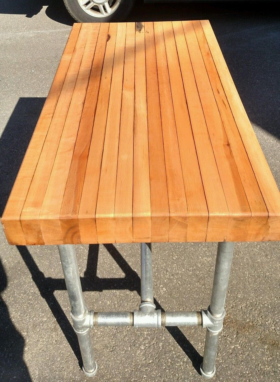 Steampunk maple butcher block table!  48 KUUCWDP