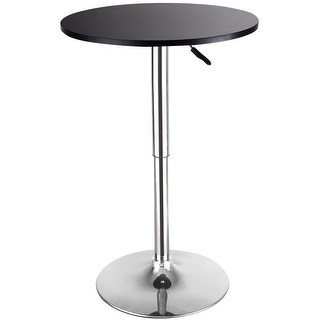 Table Bar Costway modern round high table adjustable bistro bar counter wooden top JUDHKTT