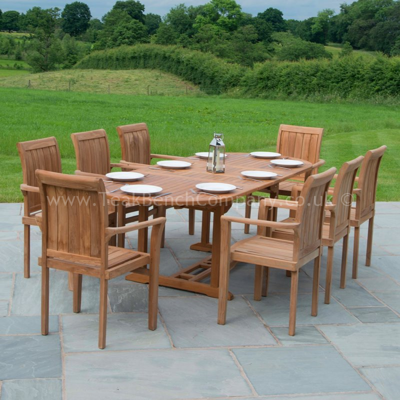 Garden furniture made of teak dining set 8 seater oval table made of teak & Hampton VLMUBOH