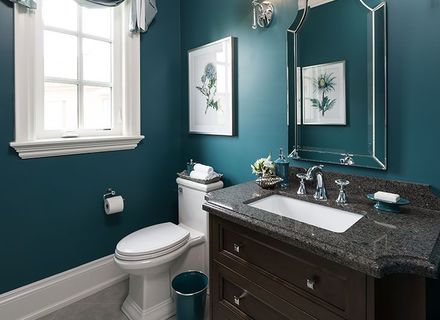 Dark blue bathroom |  Teal bathroom decor, teal bathroom, bathroom.