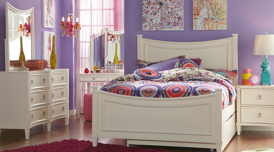 Teenage Bedroom Furniture Jaclyn Place Ivory 5 Pieces Full Panel Bedroom BJFSAEB