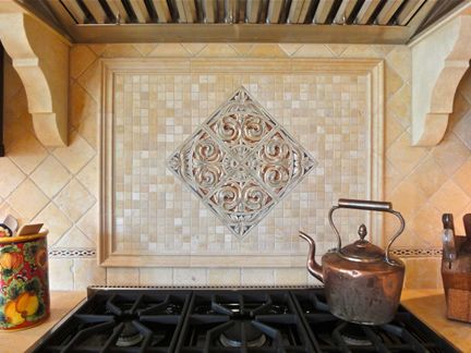Tuscan style kitchen splashback |  She said the design style.