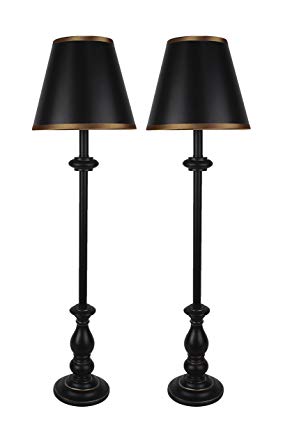 Urbanest set of 2 Banchetto buffet lamps in distressed black with gold NXUULSP