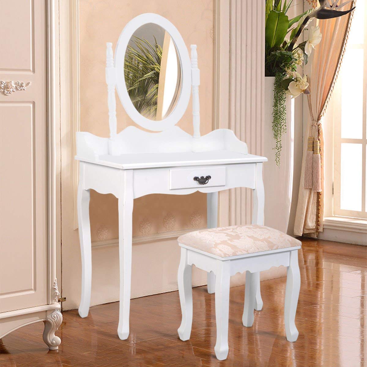 Dressing table amazon.com: Giantex bathroom dressing table set with mirror-padded stool make-up dressing LIJTPUE