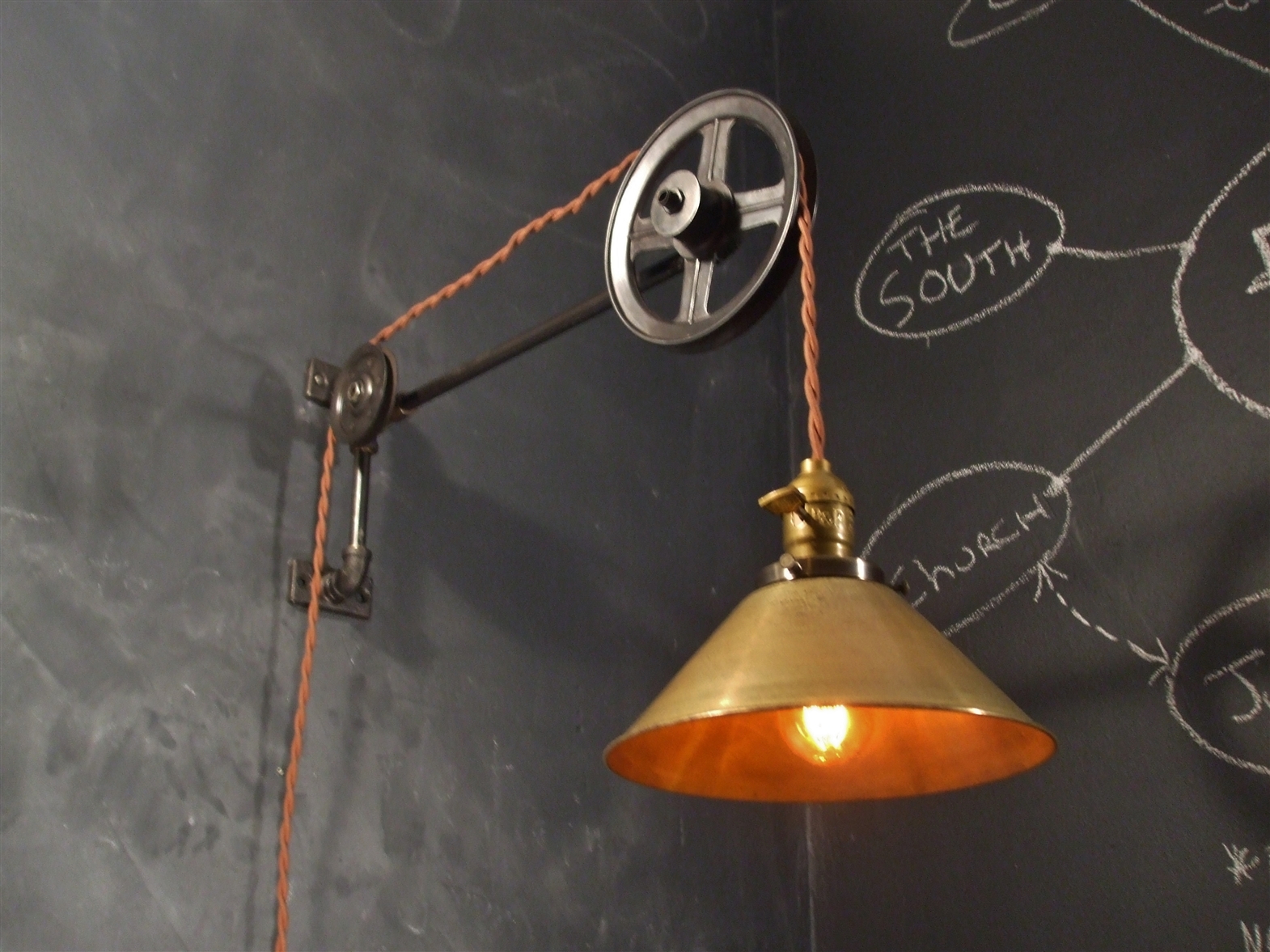 Vintage lighting ... Vintage industrial pulley lamp - thumbnail 3 ... XDSWQPG