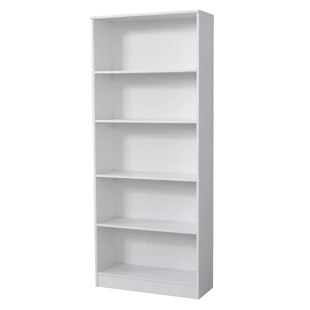 white bookcases Hampton Bay Standard 5-shelf bookcase in white UYNQRJK