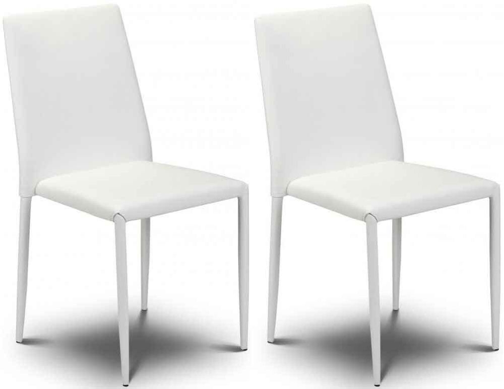 buy white dining chairs julian bowen jazz pair of white stackable dining chairs made of synthetic leather with DMTFJTC