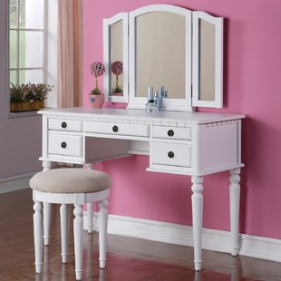 white vanity Goodhope vanity set with mirror SORSHSN