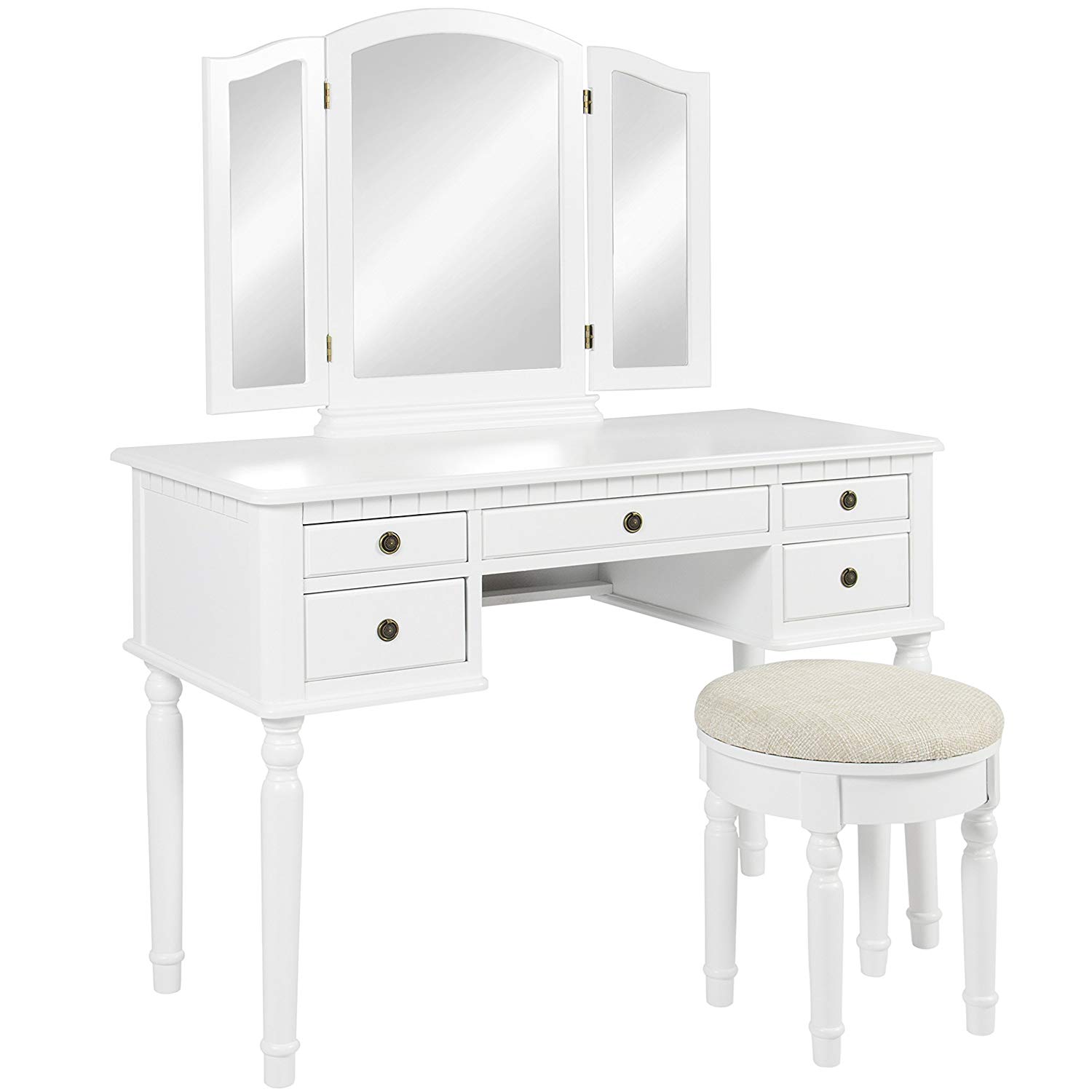 white dressing table ... make-up cosmetics beauty dressing table dressing table with triple folding mirror, JAYVSHZ