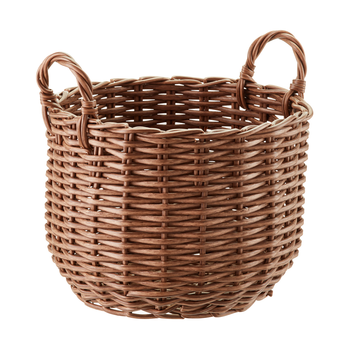 Wicker baskets round plastic storage container with handles UULAVNS