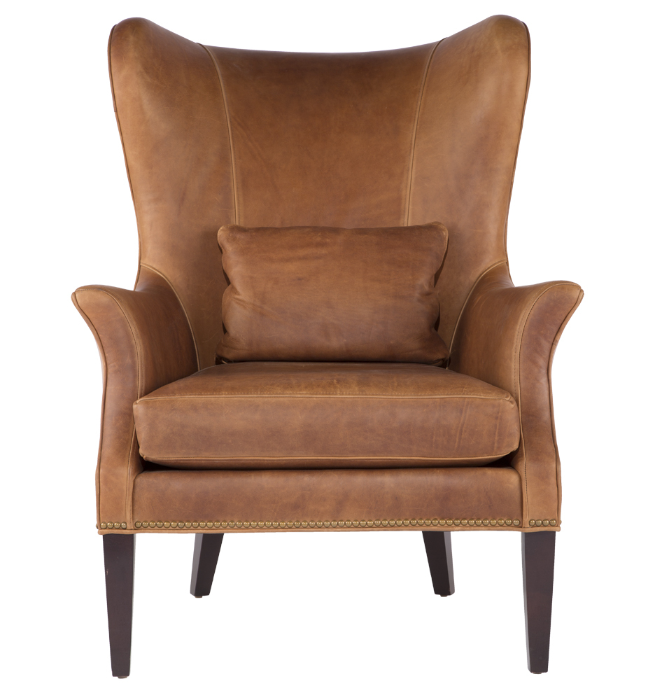 Leather wing chair Clinton modern leather wing chair with nail heads |  Rejuvenation CLGHETF