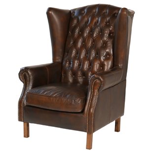 Wing chair leather Old World Antique leather wing chair RWKUJQX
