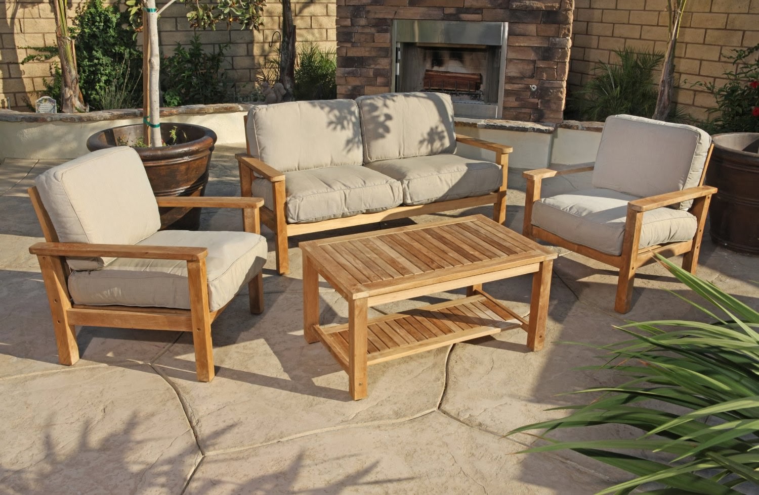 Wooden garden furniture Teak garden furniture with an upholstered couch KTOWCOU