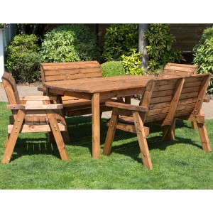 Wooden Garden Furniture Redlands 6 Seater Large Rectangular Bench and Chairs Garden Dining Set UWKJRRT