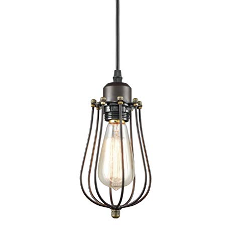 Yobo Lighting Industrial Edison hanging lamps oil rubbed bronze wire cage NOZIVCH