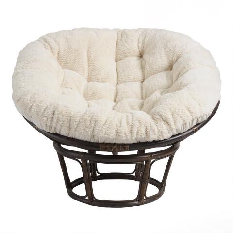 Taupe Faux Fur Papasan Chair Cushion |  global brand