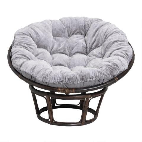 Gray Faux Fur Papasan Chair Cushion |  global brand