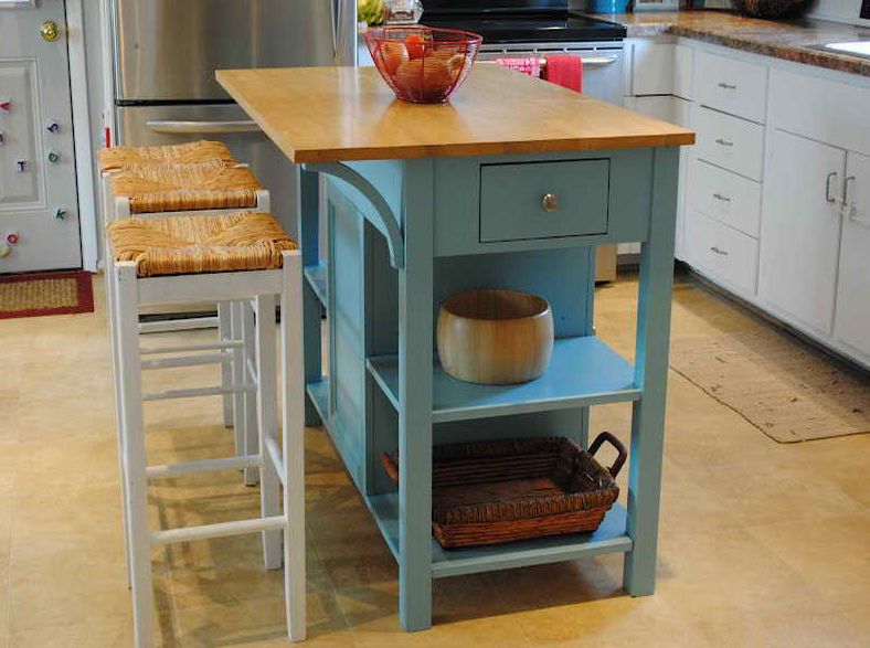 20 Small Kitchen Island Ideas |  Portable kitchen island, stool.