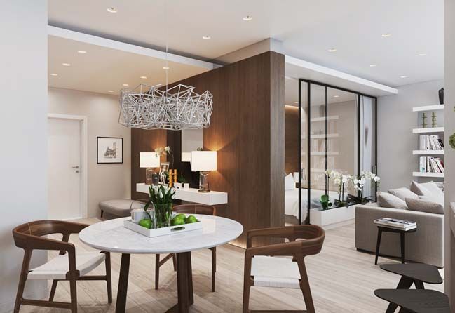 Elegant interior design for small apartment 57sqm |  Apartment .