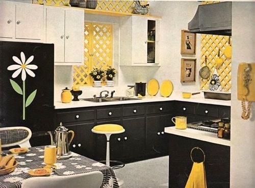 Black, White and Yellow Kitchen |  Yellow kitchen, kitchen decor.