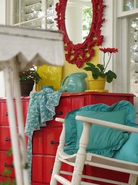 teal and red |  decor, home decor, cottage dec