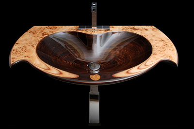 Luxury natural wood washbasin from Ammonit