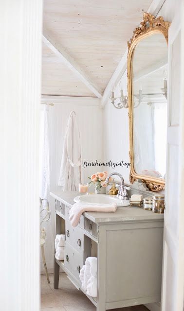 7 ways to add French farmhouse charm to your bathroom in 2020.