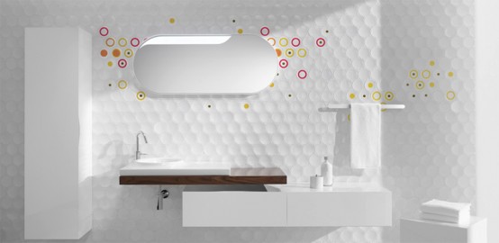 Futuristic Bathroom Wall Treatments and Furniture - Cube & Dot by.